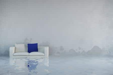 couch in flooded room