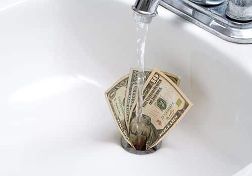 money in the sink drain