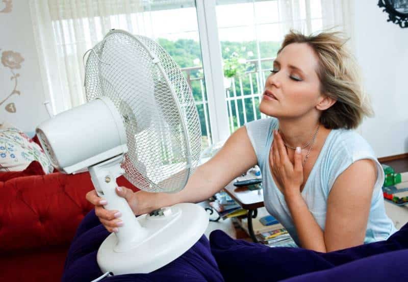 woman holding air fan